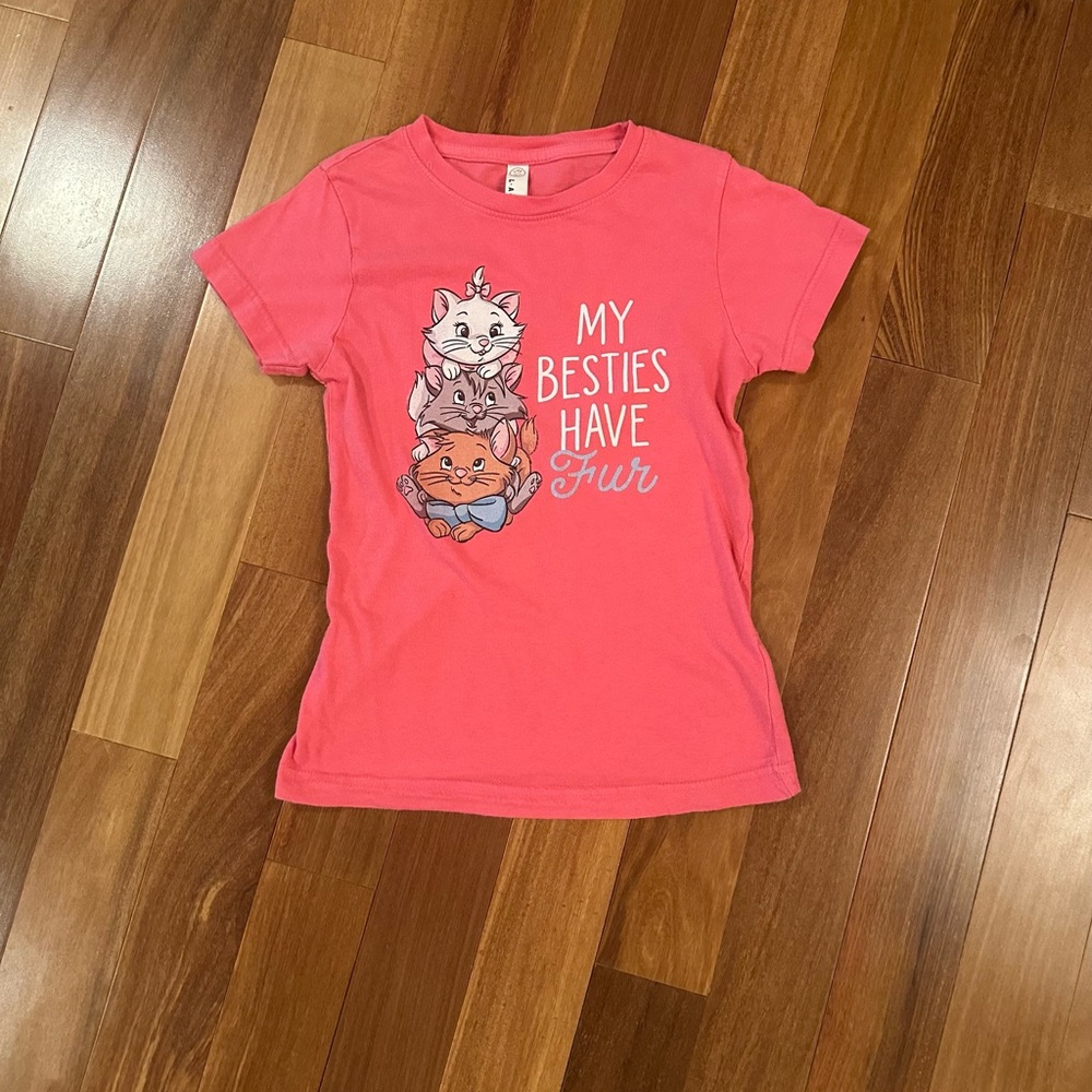 Disney Aristocats Kittens Girls Pink Shirt Fits Like Size 8 - Like New! - Picture 2 of 4